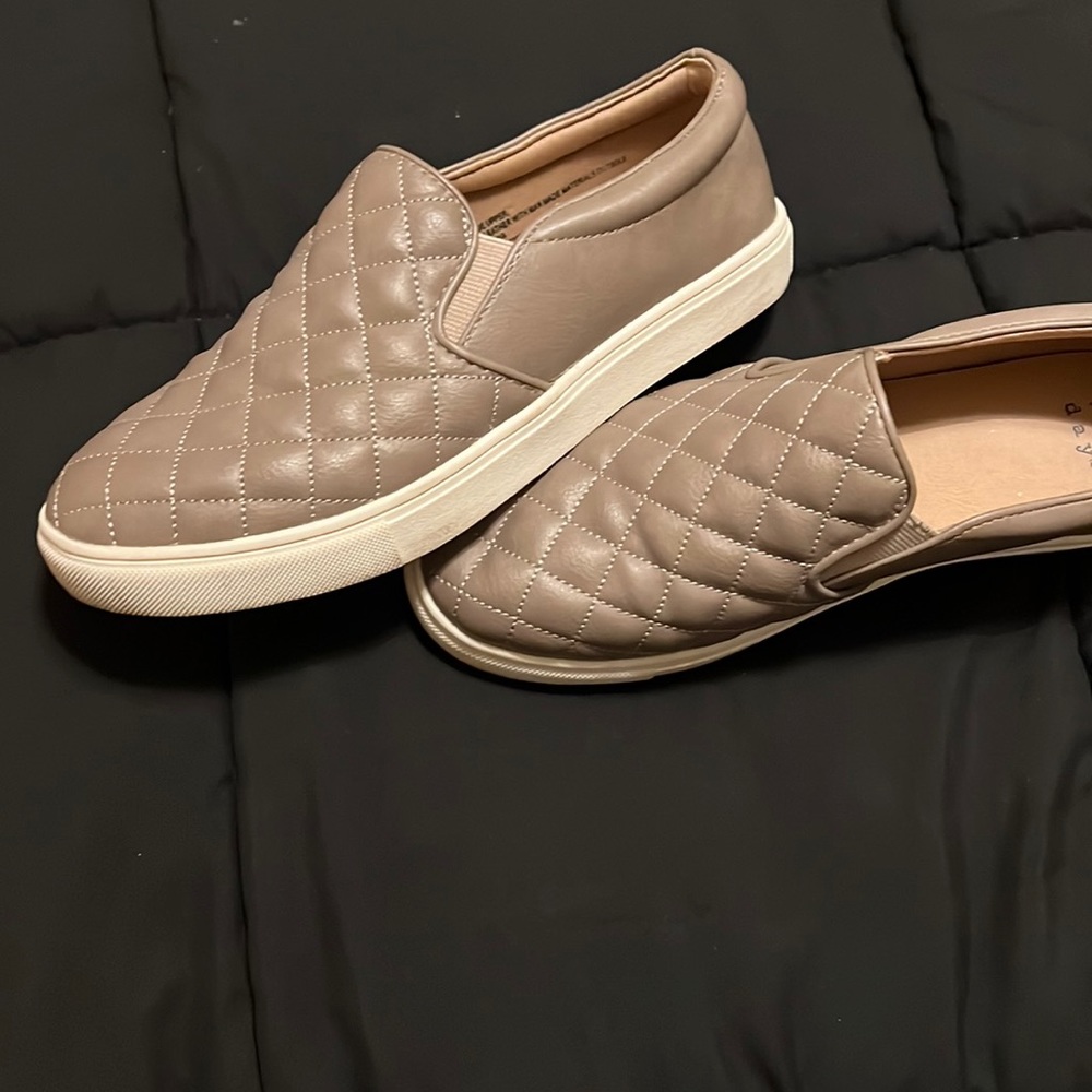 Taupe slip ons